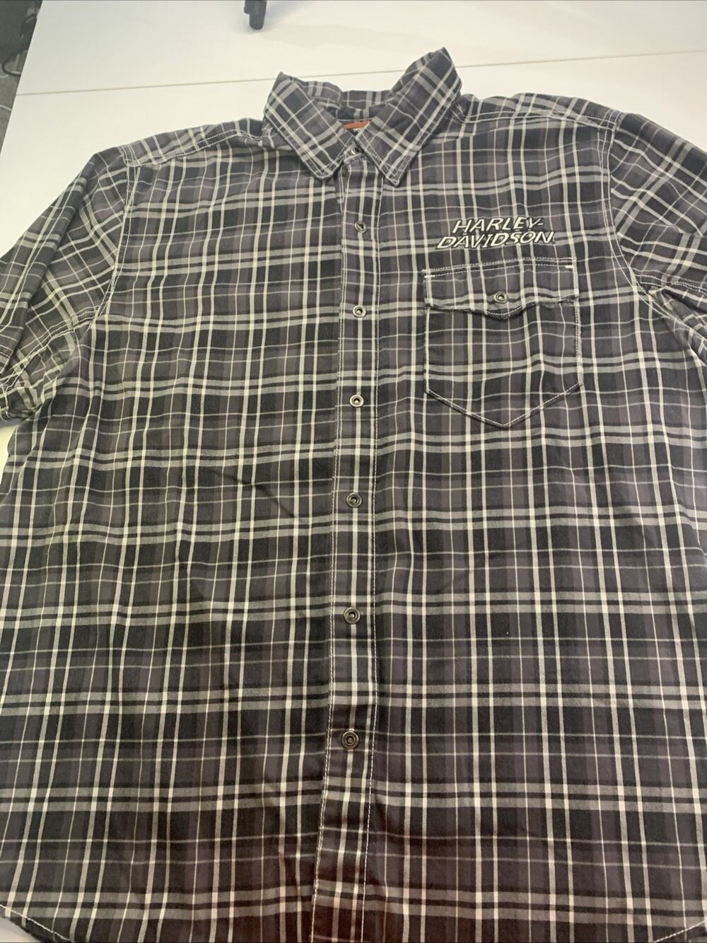Harley Davidson Button Down Shirt Mens XL Plaid